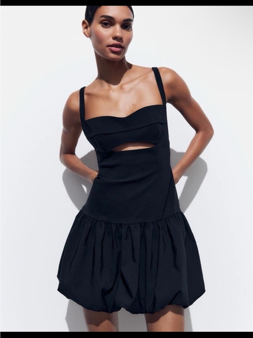 Zara Black Mini Dress with Front Cutout